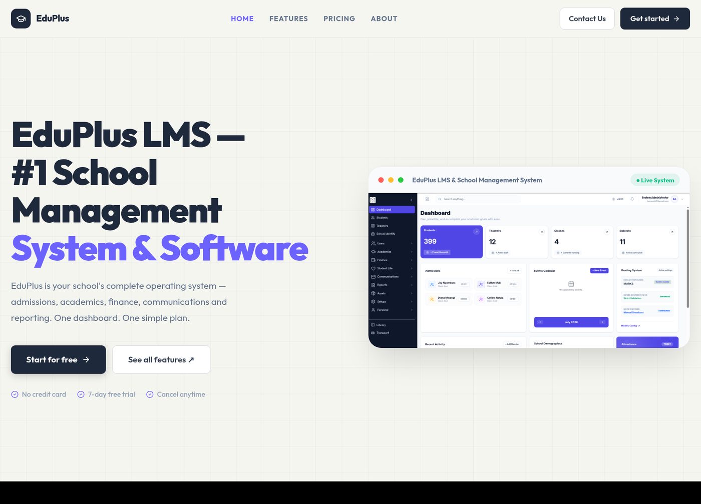 EduPlus interface